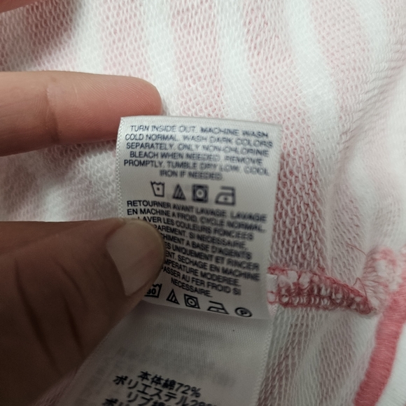 Lands End Pink & White ¼ Zip French Terry Pullover Size Large - Picture 8 of 9